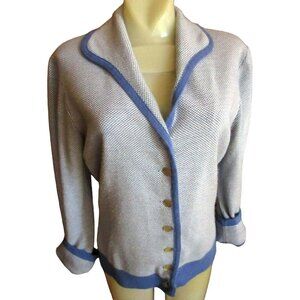 MEDIUM Vintage Womens Granny Jacket 1960's Glengary Orlon BLue Micro Checker